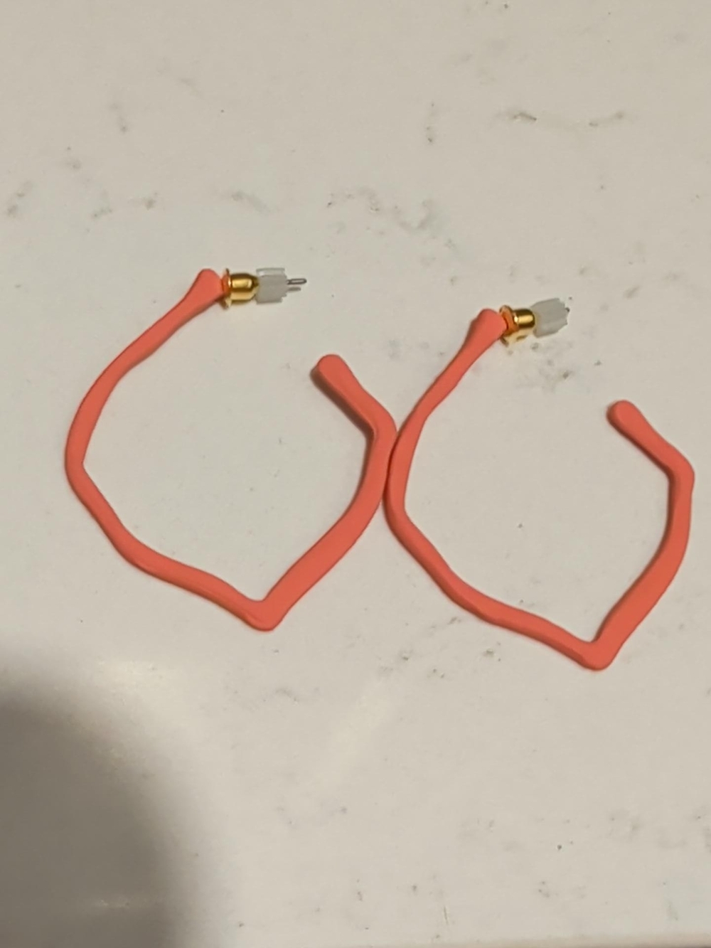 Clover Grey, Coral, Purple Hoop Earrings - Picture 3 of 4